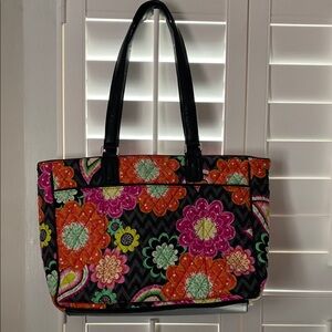 Vera Bradley Black and Pink Floral computer Tote Bag